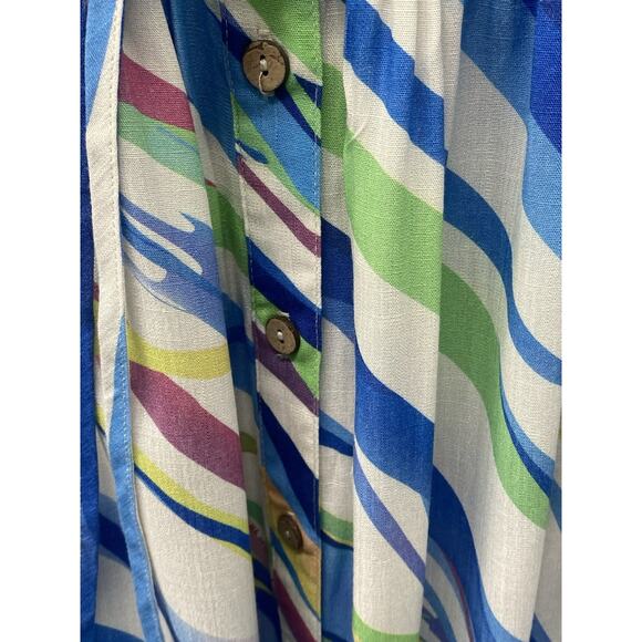 Easel Women’s Blue Green Pink Diagonal Stripe Maxi Dress Flowy Boho Size 16 - Picture 6 of 7